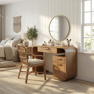 Modern Sculptural Vanity Table Bedroom Dressing Area Makeup Space