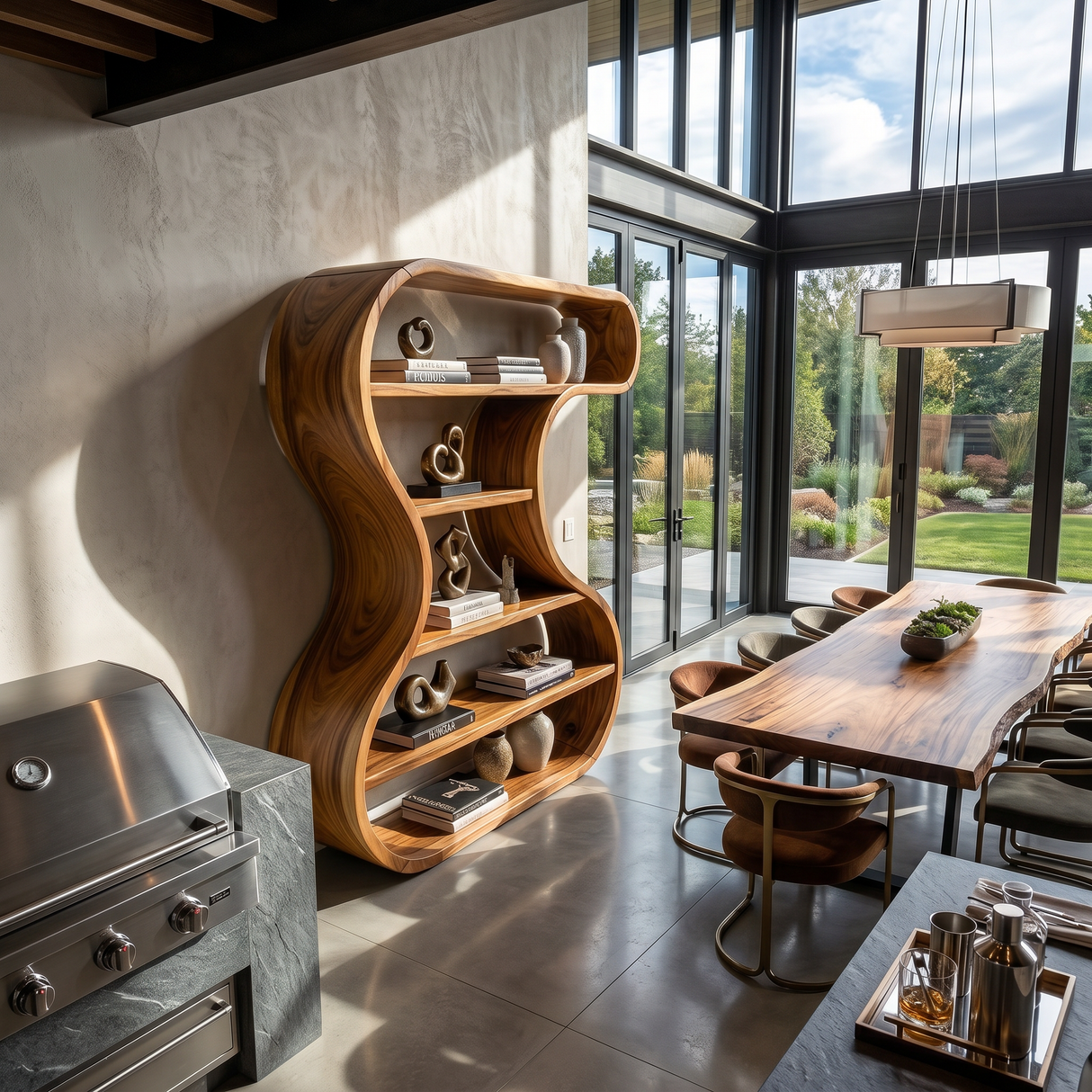 Sculptural Wooden Display Shelf For Modern Interiors