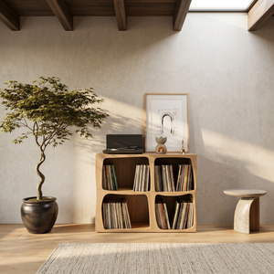 Mid Century Live Edge Record Stand Modern Living Room