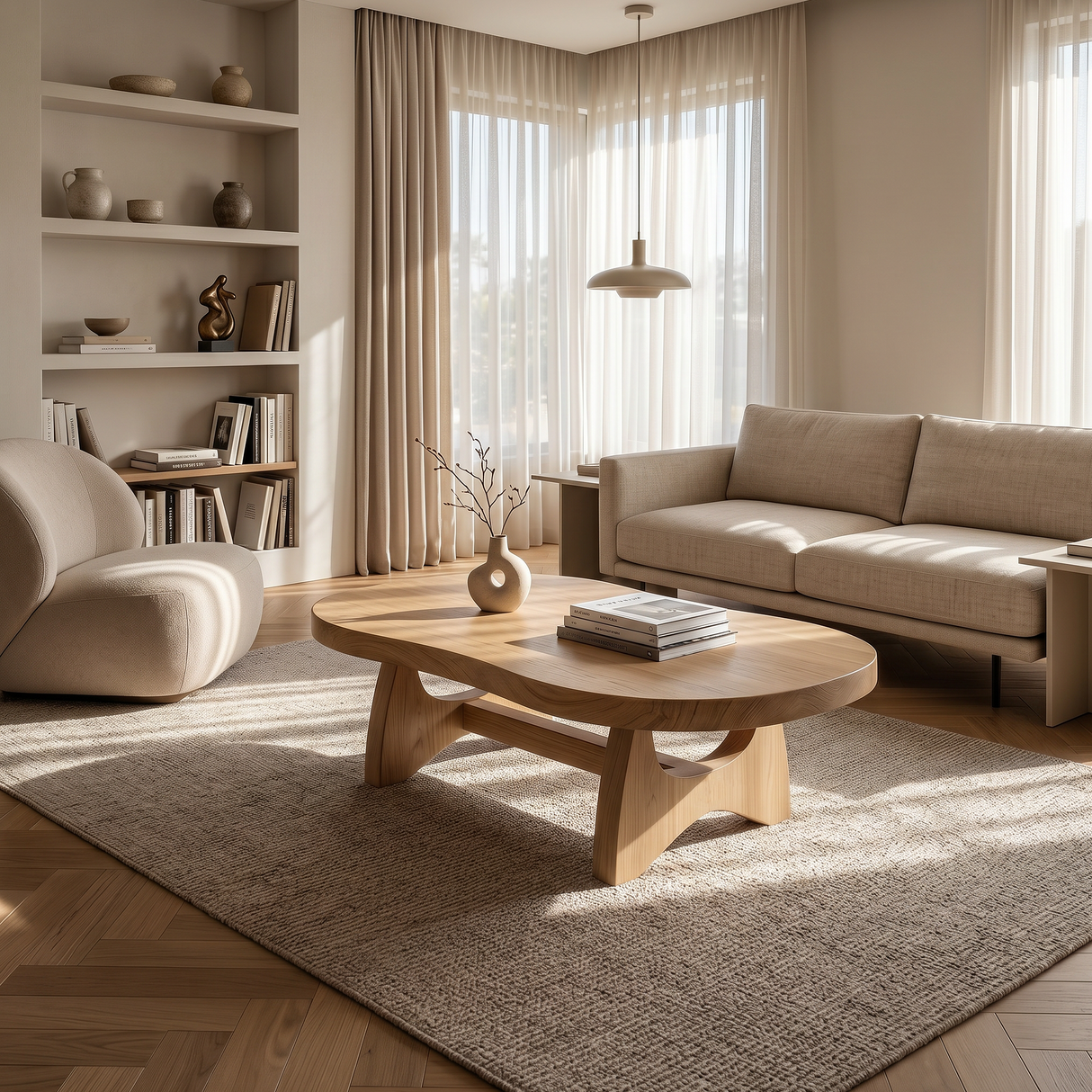 Organic Oval Coffee Table For Loft Living