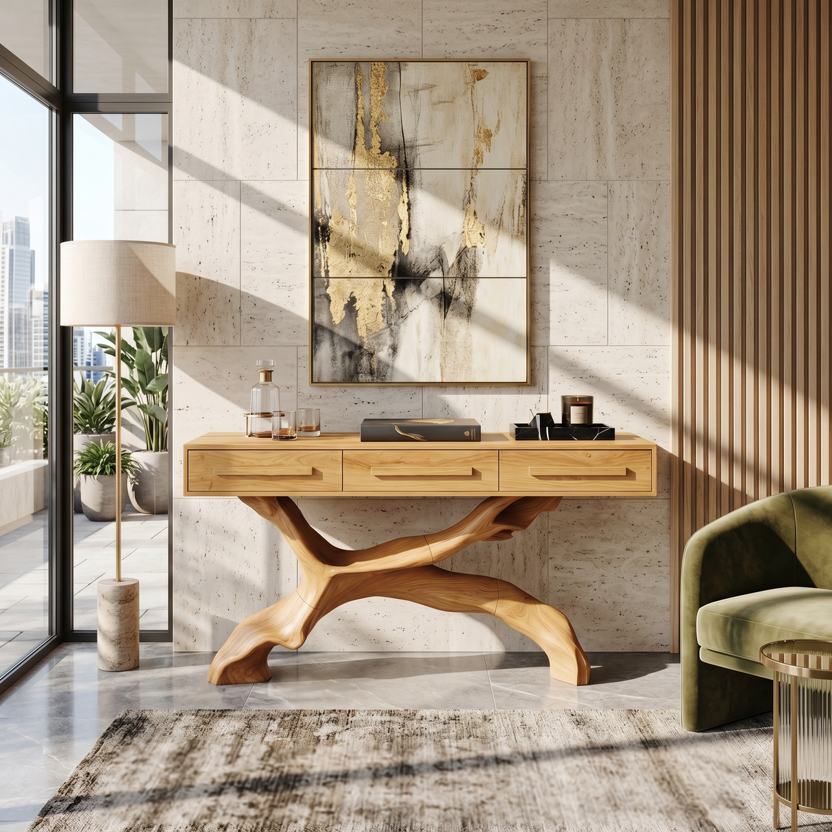 Mid Century Live Edge Entryway Table For Bedroom Rustic Accent