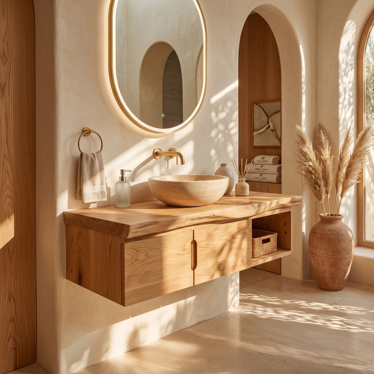 Organic Storage Bathroom Cabinet Modern Ensuite