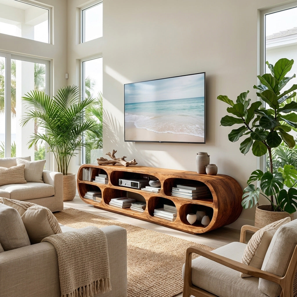 Modern Sculptural TV Console For Living Room