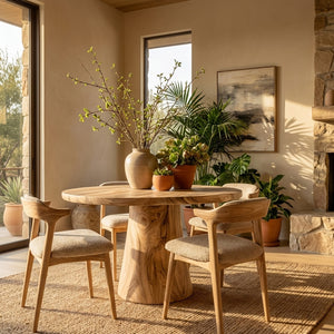 Minimalist Wooden Sculptural Dining Table For Dining Room