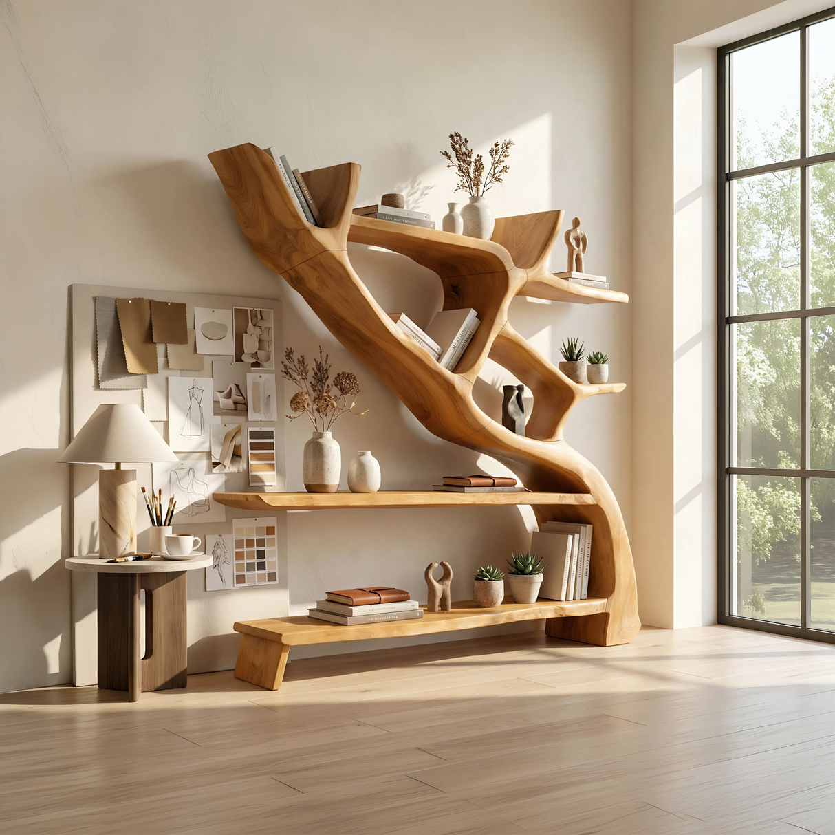 Scandinavian Artistic Bookshelf Storage Organizer For Study Room
