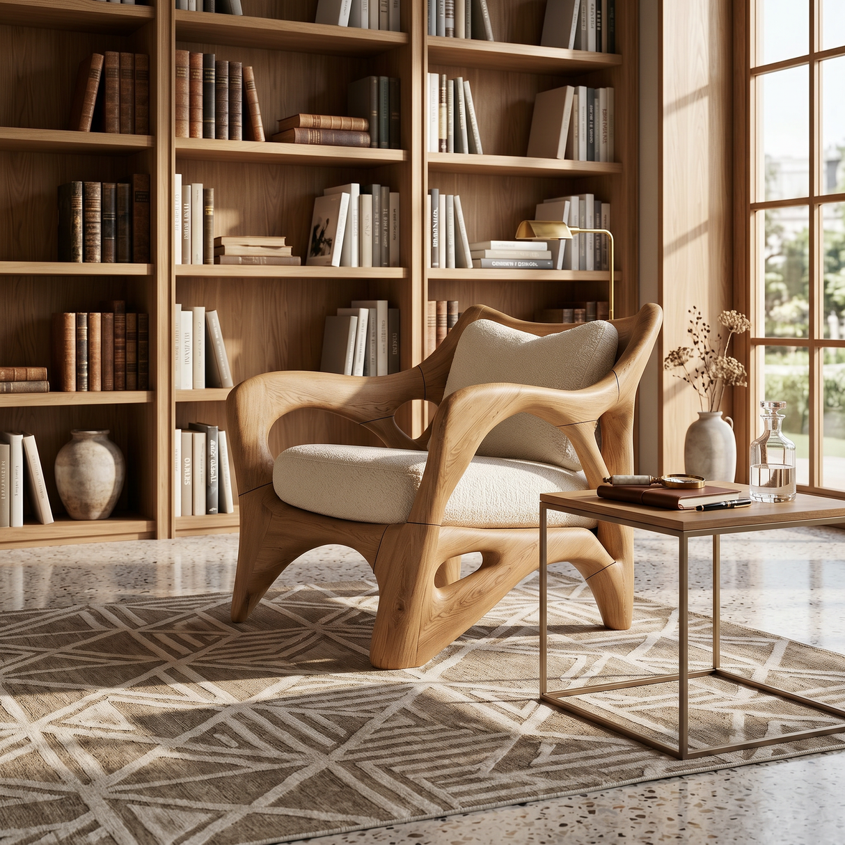 Modern Sculptural Lounge Chair for Sophisticated Wine Room Interiors