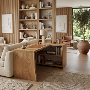 Modern L Shaped Wooden Desk With Bookshelf For Home Office Or Study