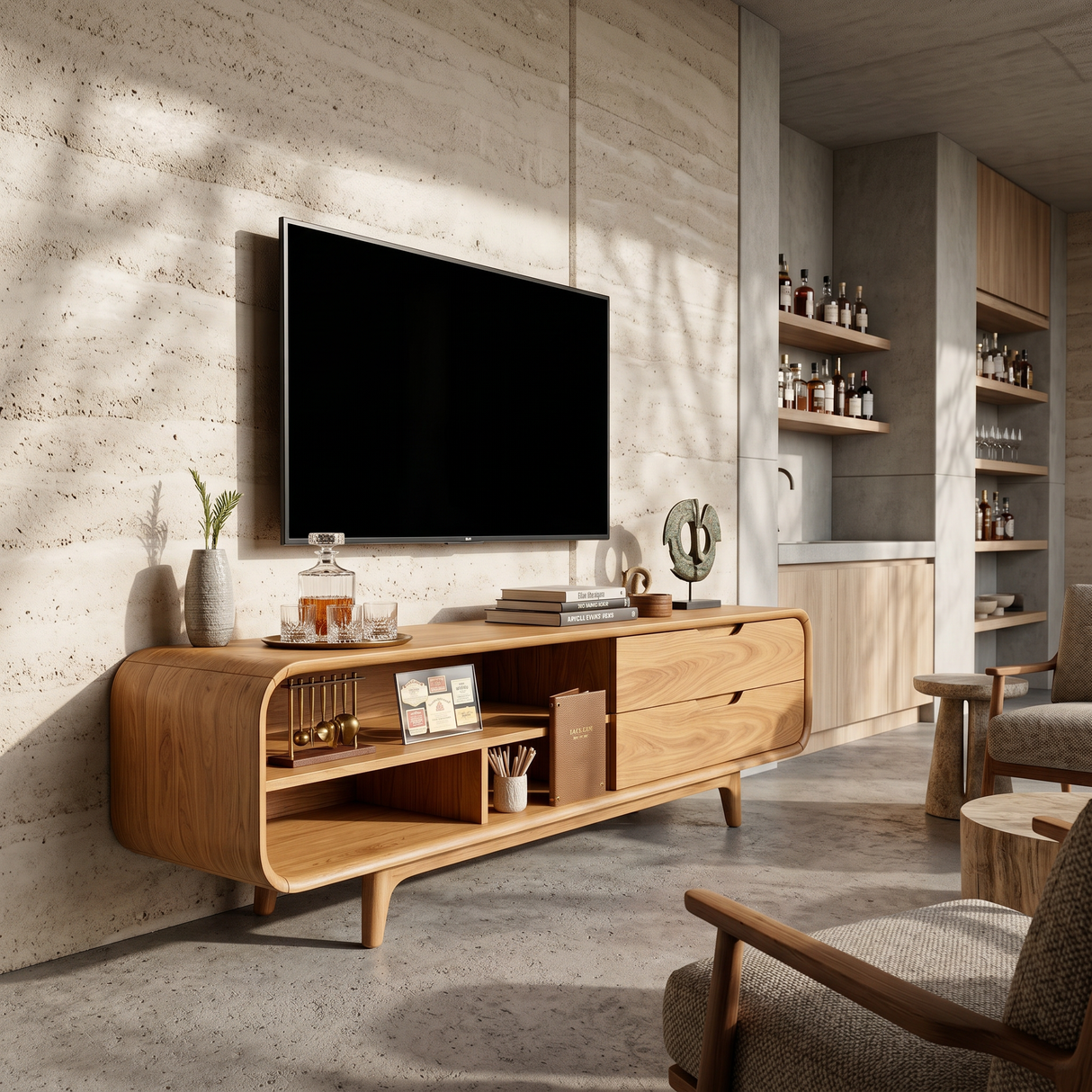 Luxury Walnut TV Cabinet For Elegant Master Suite