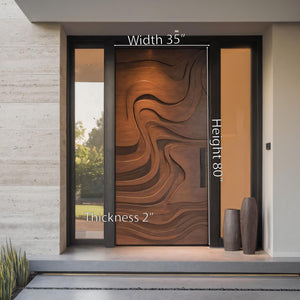 Sculptural Front Door With Flowing Wave Design For Entryway