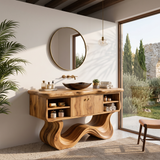 Modern Organic Vanity With Open Shelf For Spa Bathroom