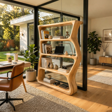 Contemporary Sculptural Bookcase Storage Organizer For Bedroom Space