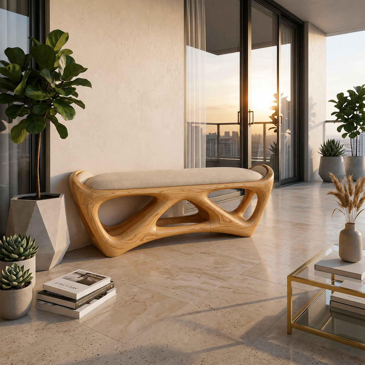 Designer Wooden Bench Creative Studio