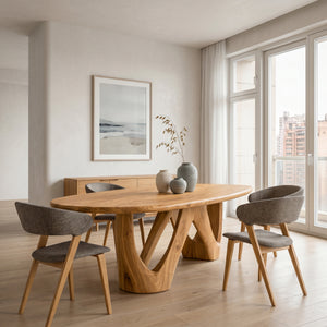 Modern Oval Dining Table With W-shape Leg For Kitchen