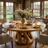 Modern Wooden Dining Table With Pedestal Base For Kitchen