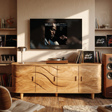 Handcrafted Wave Wood TV Stand For Media Room