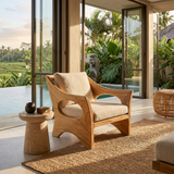 Sculptural Wooden Rocking Chair Modern Villa Interior