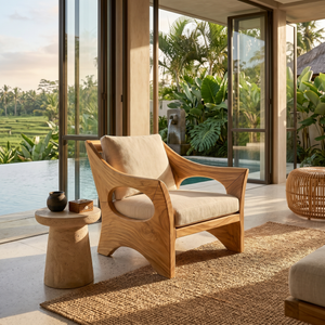 Sculptural Wooden Rocking Chair Modern Villa Interior
