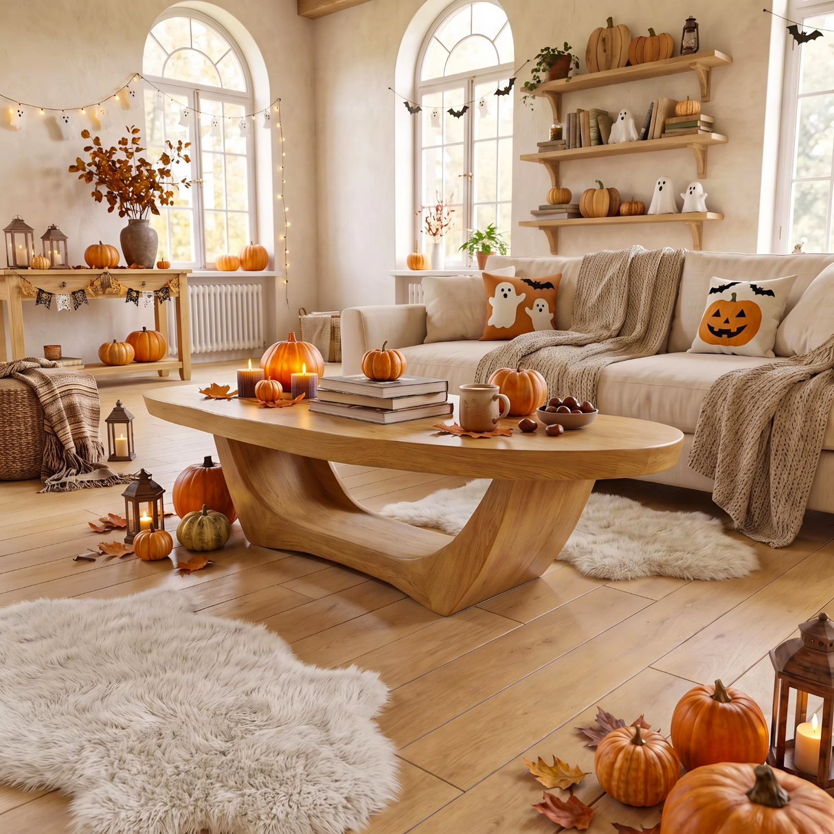 Handcrafted Wooden Live Edge Coffee Table For Living Room Halloween Style