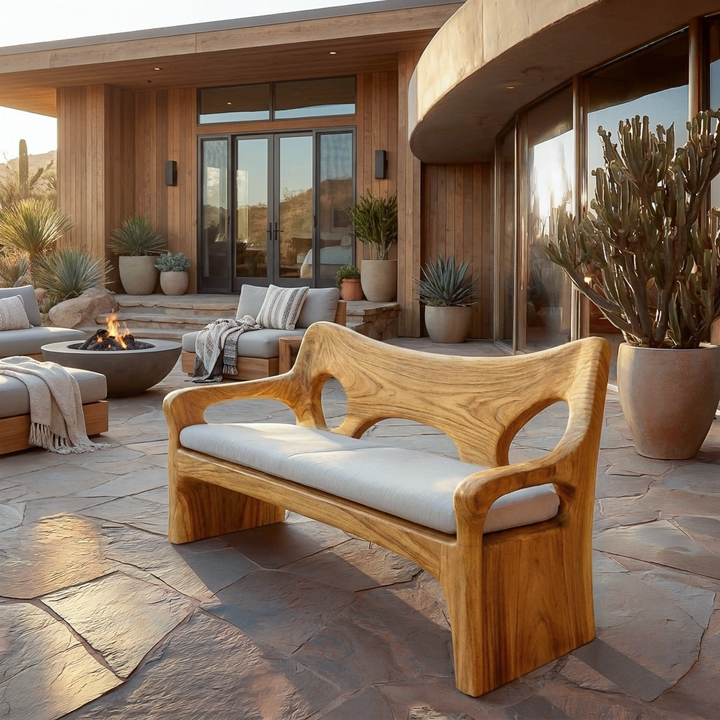 Modern Sofa With Sculptural Wood Frame For Home