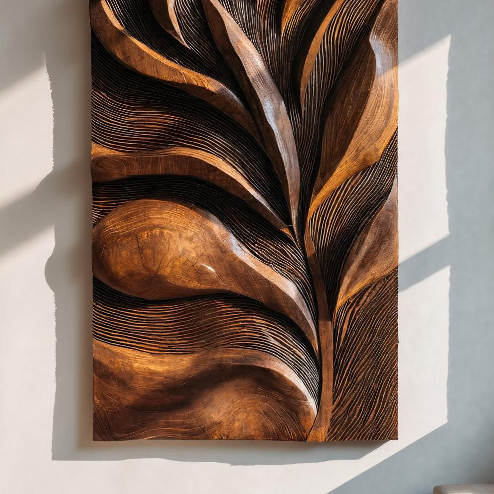 Modern Organic Wooden Feather Wall Panel For Living Room