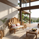 Contemporary Lotus Flower Back Bench For Bedroom Interior Space