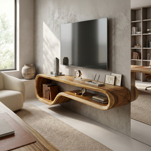 Contemporary Walnut TV Stand For Modern Loft Bedroom