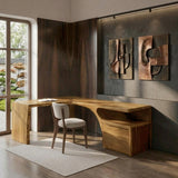 Minimalist Natural Wood L-Shaped Desk For Study Room