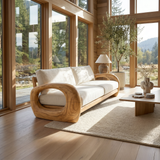 Modern Sculptural Wooden Sofa For Living Room
