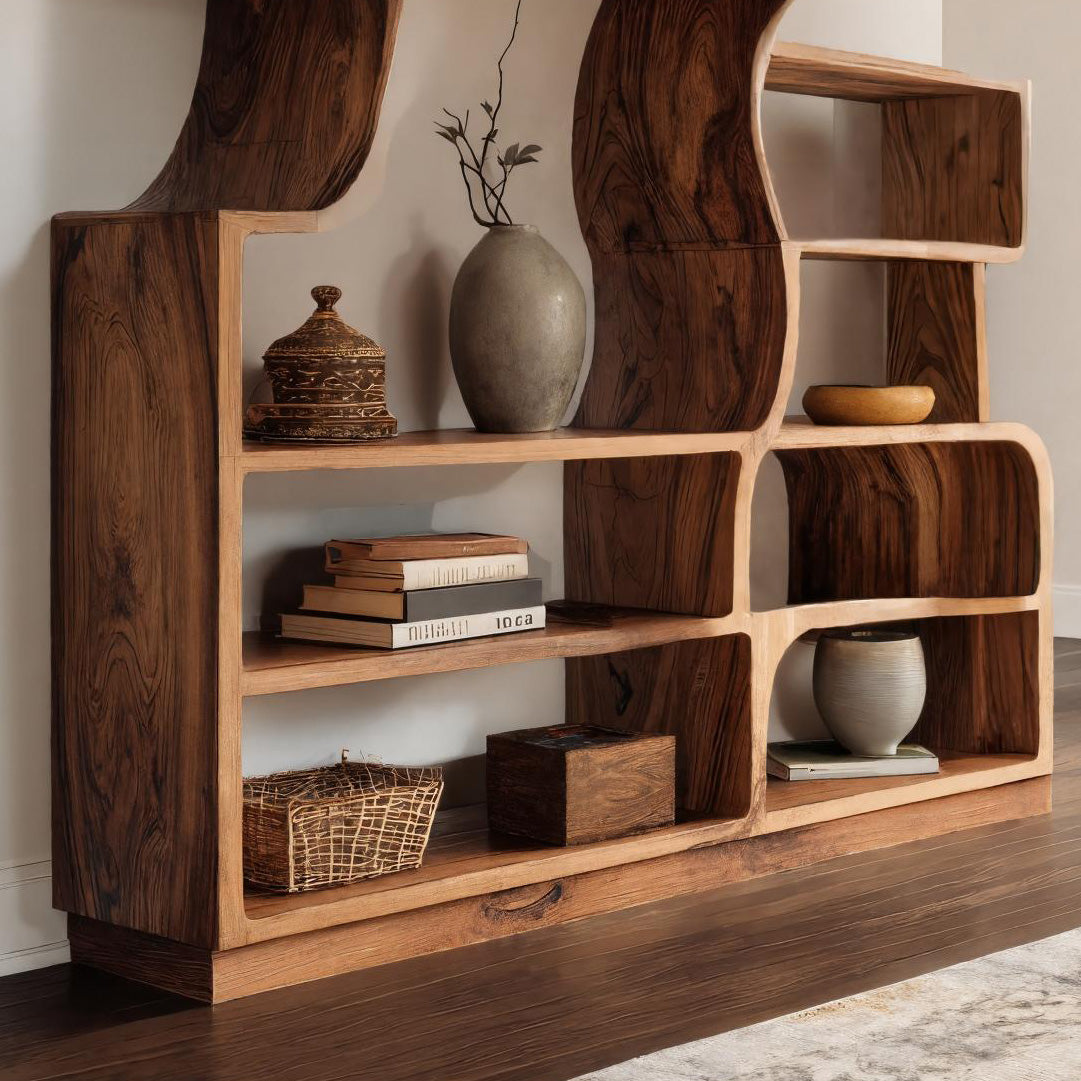 Artisan Carved Bookshelf For Modern Interior