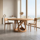 Organic Round Dining Table With Sculptural Leg For Dining Room