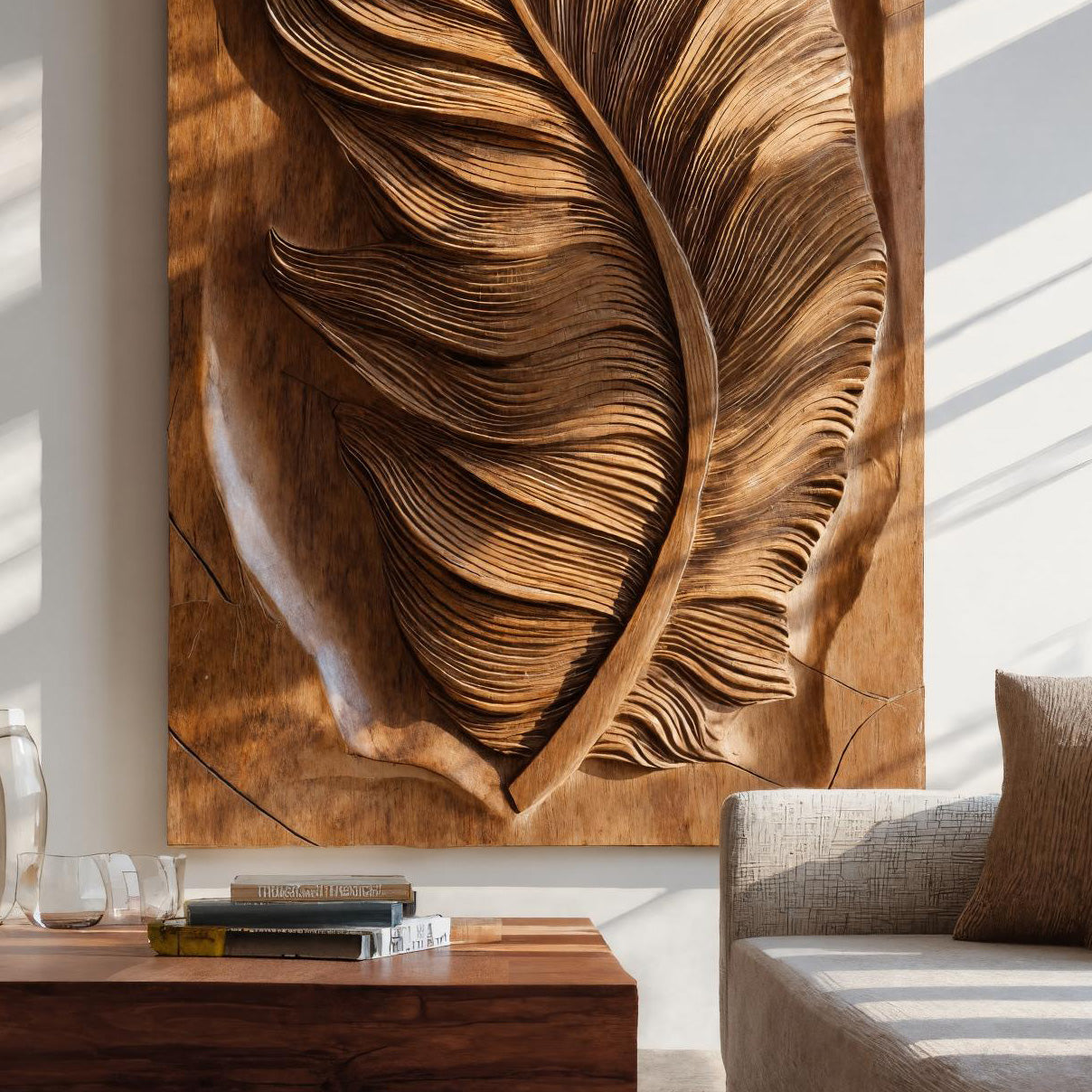 Luxury Organic Feather Wall Sculpture For Home