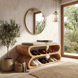 Mid Century Shoe Bench Storage For Foyer Entryway Placement