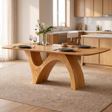 Farmhouse Wooden Dining Table With Organic Shape For Kitchen