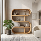 Elegant Curved Wooden Bathroom Shelf With Spa Inspired Design