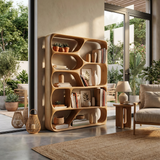 Mid Century Handcrafted Bookcase Storage Organizer For Living Room