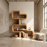 Handcrafted Sculptural Wooden Storage Unit For Spa Decor