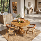 Contemporary Round Dining Table With Twisted Pedestal For Dining Room