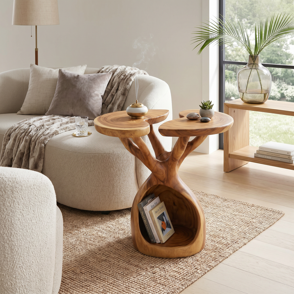 Nature Inspired Branch Side Table Sunroom Corner