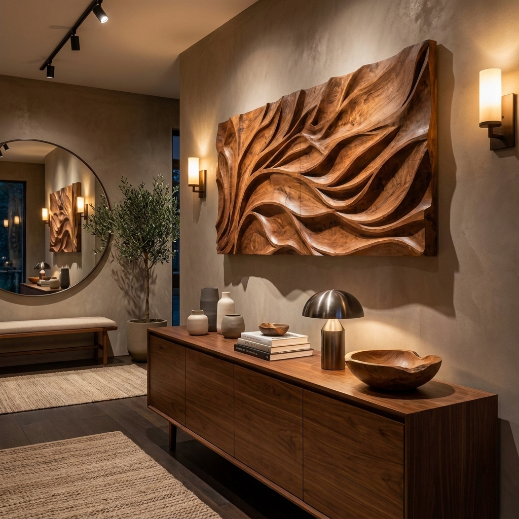 Abstract Carved Wall Art Sculpture For Living Room Decor