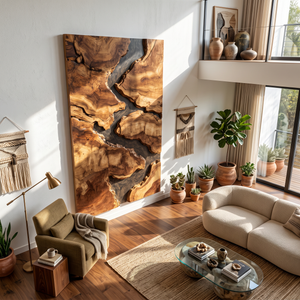 Mid Century Solid Wood Wall Sculpture For Living Room