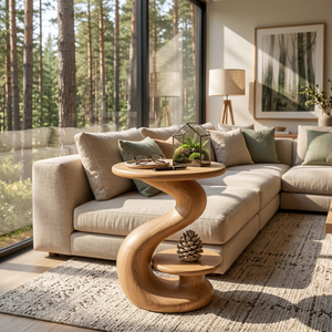 Organic Sculptural Side Table Luxury Garden Retreat