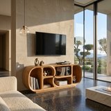 Modern Curved TV Stand For Open Living Interior