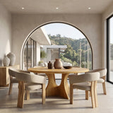 Organic Round Wooden Dining Table For Dining Room