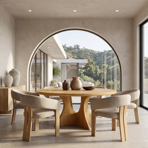 Organic Round Wooden Dining Table For Dining Room