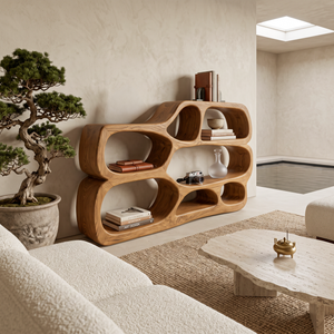 Artistic Curved Bookshelf For Living Room Styling