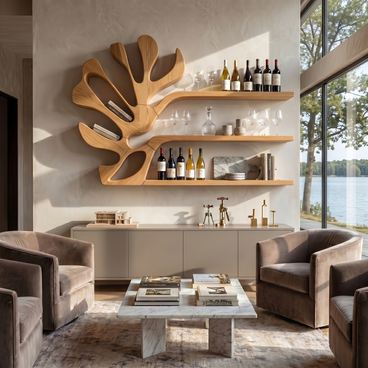 Rustic Wall Wine Rack For Breakfast Nook Bottle Arrangement