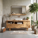 Farmhouse Wooden Vanity For Bathroom Interior Design