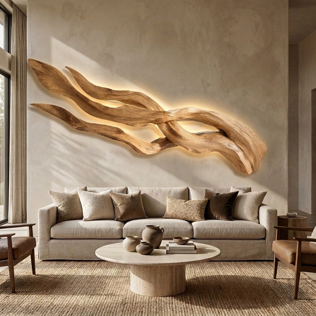 Contemporary Sculptural Wood Wall Art For Home Style