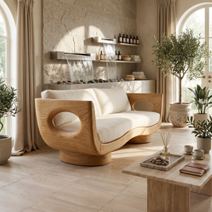 Modern Wooden Sofa Spa Reception Lounge