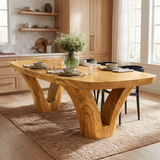 Modern Wooden Dining Table With Unique Base For Kitchen